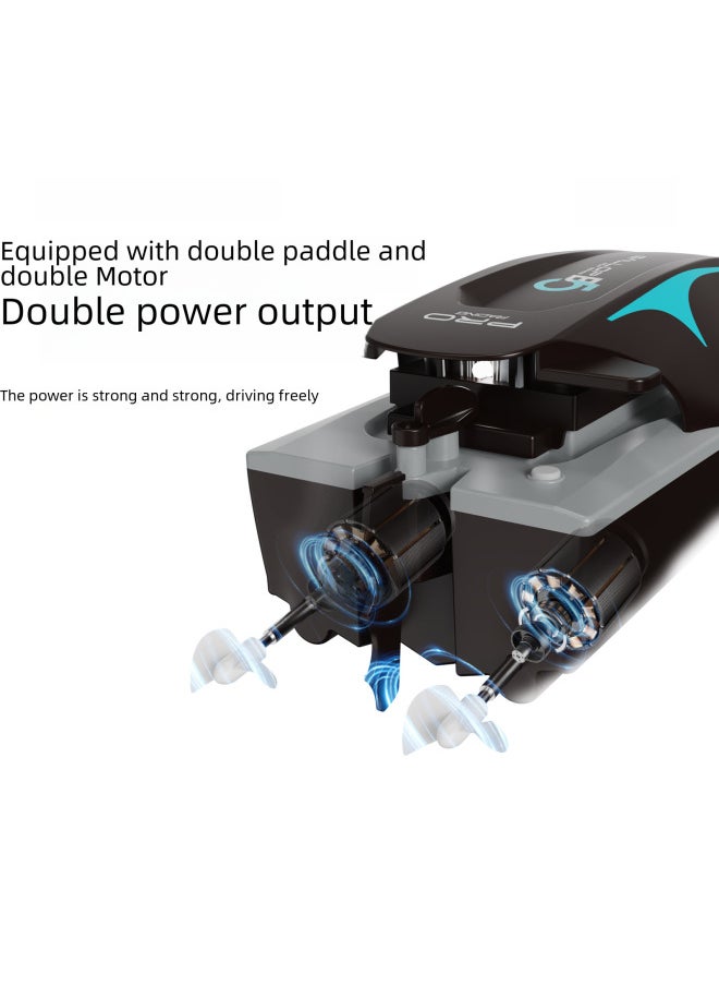 Summer High-speed Remote Control Boat B5 Rechargeable Double-drive Luminous Toy Boat Water Sports Outdoor Toys For Kids-Color:Silver-Specifications:1 Battery Configuration (460g)  - Image 3