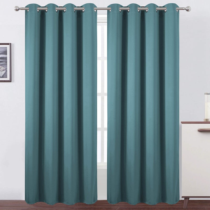 LEMOMO Sea Teal Thermal Blackout Curtains/52 x 84 Inch/Set of 2 Panels Room Darkening Curtains - Image 1