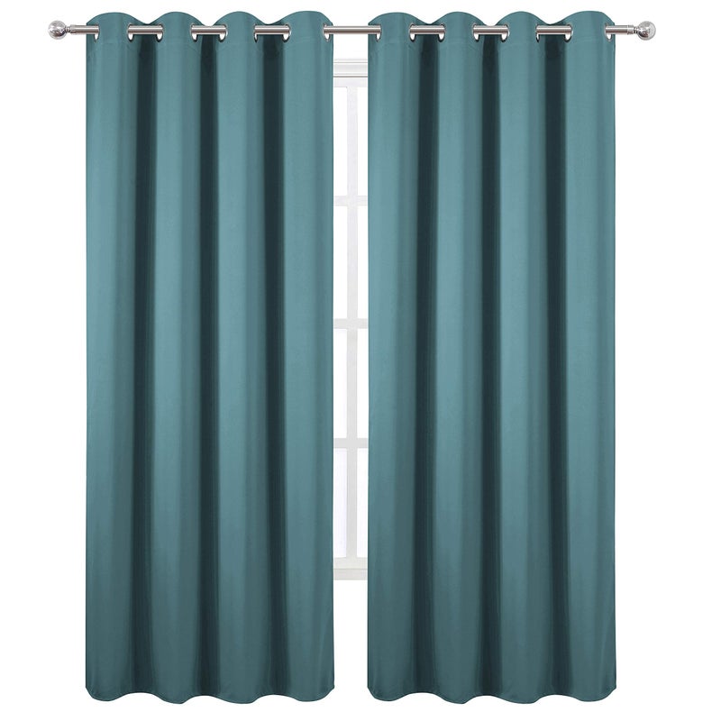 LEMOMO Sea Teal Thermal Blackout Curtains/52 x 84 Inch/Set of 2 Panels Room Darkening Curtains - Image 2