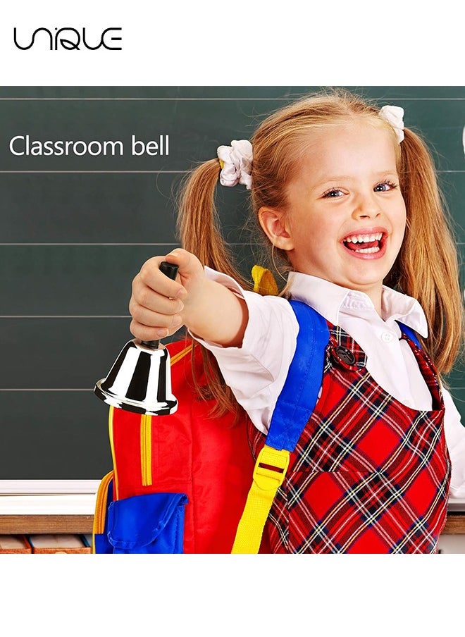 Unique Loud Hand Bell, Silver Steel Hand Bells for Adults, Dinner Bells for Inside Classroom Bell, for Food Line, Alarm, Jingles, Ringing(Silver)  - Image 5