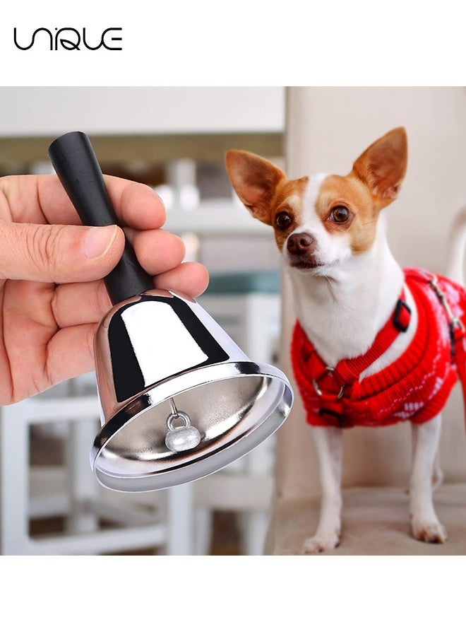 Unique Loud Hand Bell, Silver Steel Hand Bells for Adults, Dinner Bells for Inside Classroom Bell, for Food Line, Alarm, Jingles, Ringing(Silver)  - Image 3