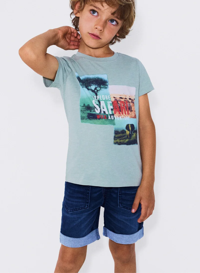 CANADA HOUSE Soft and Comfortable Blue Denim Bermuda Shorts for Boys