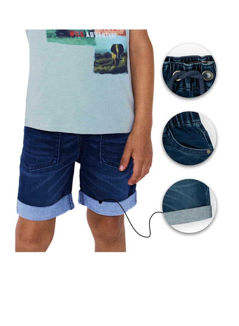 CANADA HOUSE Soft and Comfortable Blue Denim Bermuda Shorts for Boys