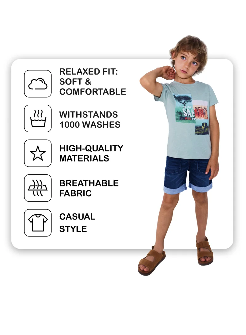 CANADA HOUSE Soft and Comfortable Blue Denim Bermuda Shorts for Boys