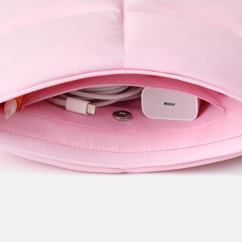 Comfyable Puffy 9-11 Inch Tablet Sleeve Compatible for 11 Inch iPad Pro M5, iPad Air M3 2025 with Magic Keyboard, Quilted Puffer Vertical Tablet Carrying Case for Women Men, Candy Pink - Image 3