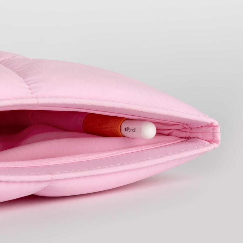 Comfyable Puffy 9-11 Inch Tablet Sleeve Compatible for 11 Inch iPad Pro M5, iPad Air M3 2025 with Magic Keyboard, Quilted Puffer Vertical Tablet Carrying Case for Women Men, Candy Pink - Image 4
