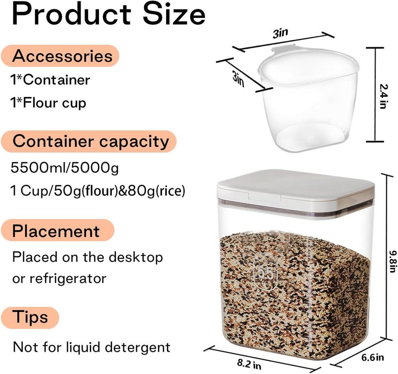 LivLab Large Airtight Flour Storage Container with Dispenser - Keep Flour Fresh and Dry - Kitchen Essential - Image 2