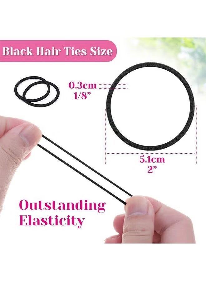 Hair Ties, 100-Piece Elastic Rubber Band Black for Women or Men, Ponytail Holders, Premium Elastic Hair Ties for Thick Hair, Hair Bands for Women's Hair - Image 5