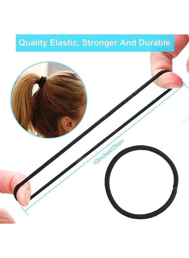 Hair Ties, 100-Piece Elastic Rubber Band Black for Women or Men, Ponytail Holders, Premium Elastic Hair Ties for Thick Hair, Hair Bands for Women's Hair - Image 3