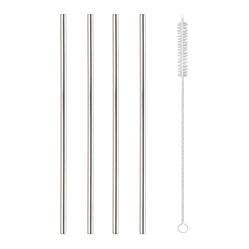 The Decor Wick The Decor WickEco Friendly Food Grade Reusable Stainless Steel Metal Long Drinking StrawsFits Simple Modern Tumbler Dishwasher SafeStrawPipe Cleaner Long Brush  - Image 1