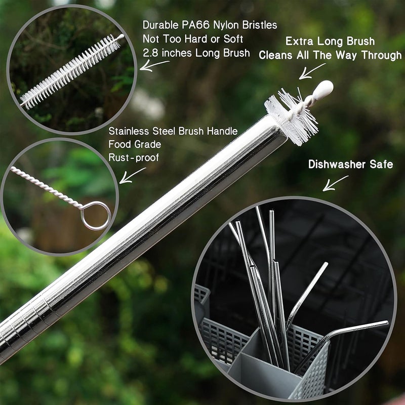 The Decor Wick The Decor WickEco Friendly Food Grade Reusable Stainless Steel Metal Long Drinking StrawsFits Simple Modern Tumbler Dishwasher SafeStrawPipe Cleaner Long Brush  - Image 4