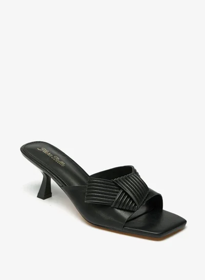 Flora Bella Textured Slip On Sandals with Kitten Heels and Knot Detail