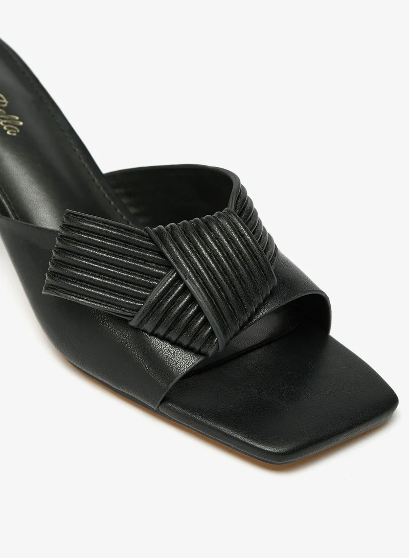 Flora Bella Textured Slip On Sandals with Kitten Heels and Knot Detail