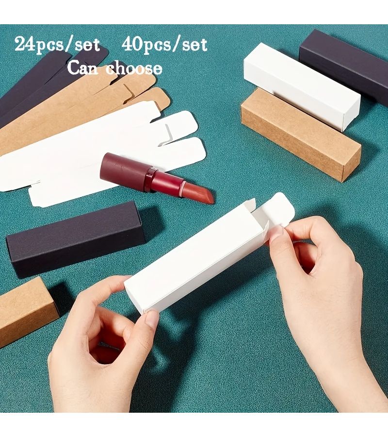 40 صندوق هدايا صغير من الورق المقوى المستطيل باللون الأبيض، عدد 40 قطعة، أبعاد 1.18 × 1.18 × 3.94 بوصة لتخزين العناصر، لحفلات الزفاف وأعياد الميلاد - Image 1