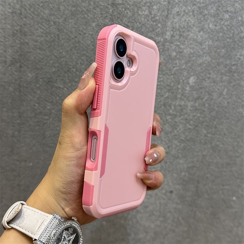 Luxury Armor Two Layer Protection Phone Case Compatible With iPhone 13 Pink Shockproof Bumper Hard Plastic Back Cover - Image 1