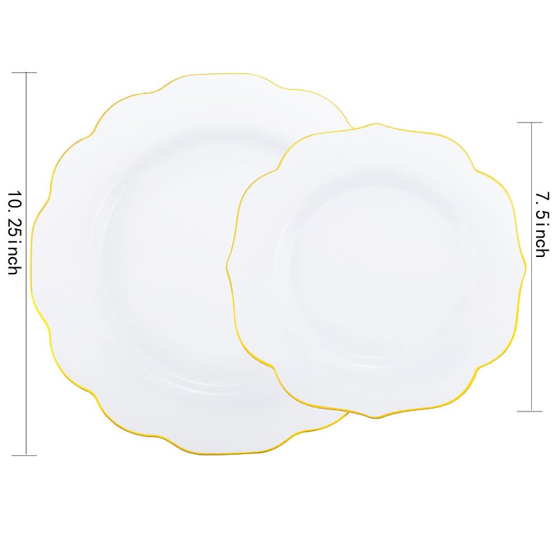 NOCCUR 120PCS Gold Plastic Plates Disposable for 60 Guests - Include 60 Dinner / 60 Dessert Plates Heavy Duty for Wedding&Party - Image 3
