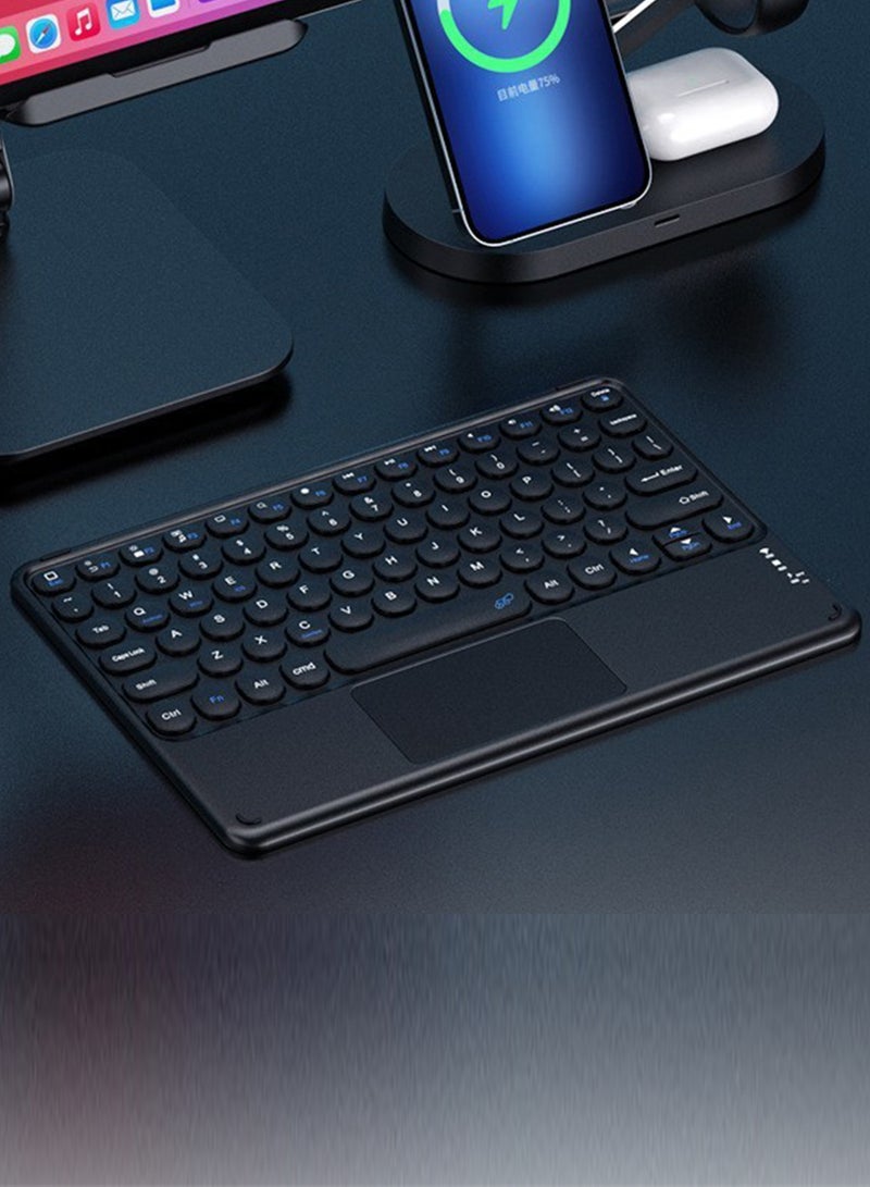 AiQi Round Key Bluetooth Wireless Keyboard with Touchpad – Ultra-Slim, Magnetic Back, Multi-Device Support for iOS, Android, Windows - Image 3