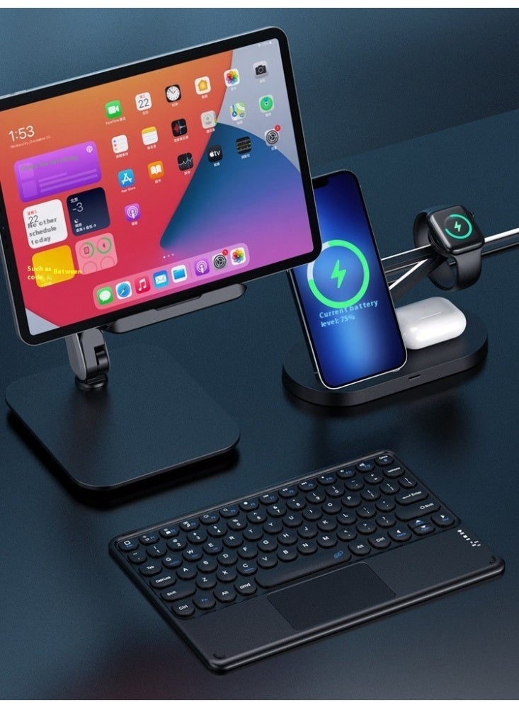 AiQi Round Key Bluetooth Wireless Keyboard with Touchpad – Ultra-Slim, Magnetic Back, Multi-Device Support for iOS, Android, Windows - Image 4