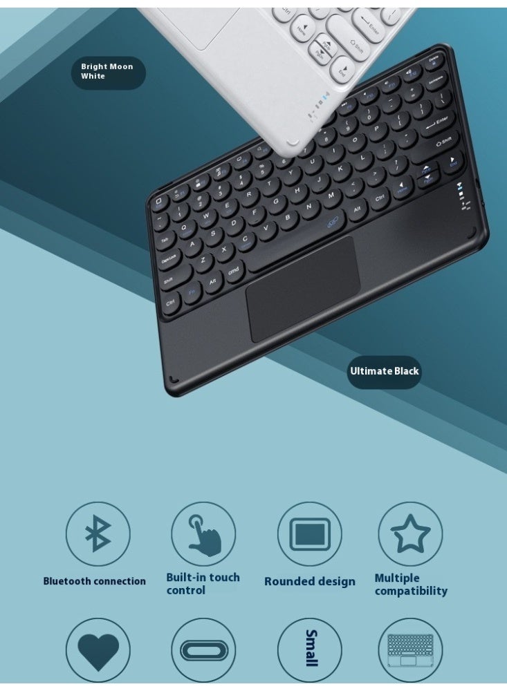 AiQi Round Key Bluetooth Wireless Keyboard with Touchpad – Ultra-Slim, Magnetic Back, Multi-Device Support for iOS, Android, Windows - Image 5