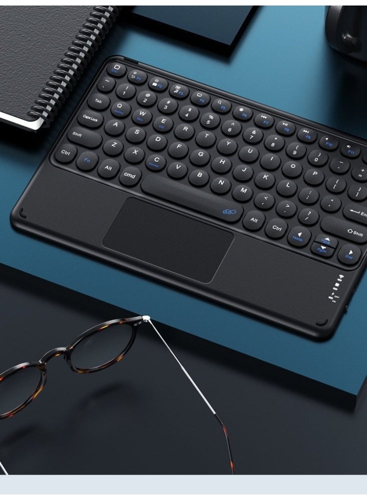 AiQi Round Key Bluetooth Wireless Keyboard with Touchpad – Ultra-Slim, Magnetic Back, Multi-Device Support for iOS, Android, Windows - Image 1