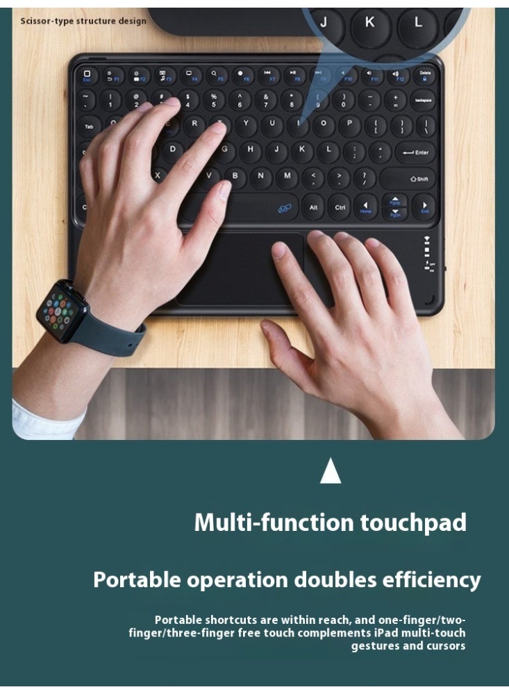 AiQi Round Key Bluetooth Wireless Keyboard with Touchpad – Ultra-Slim, Magnetic Back, Multi-Device Support for iOS, Android, Windows - Image 2