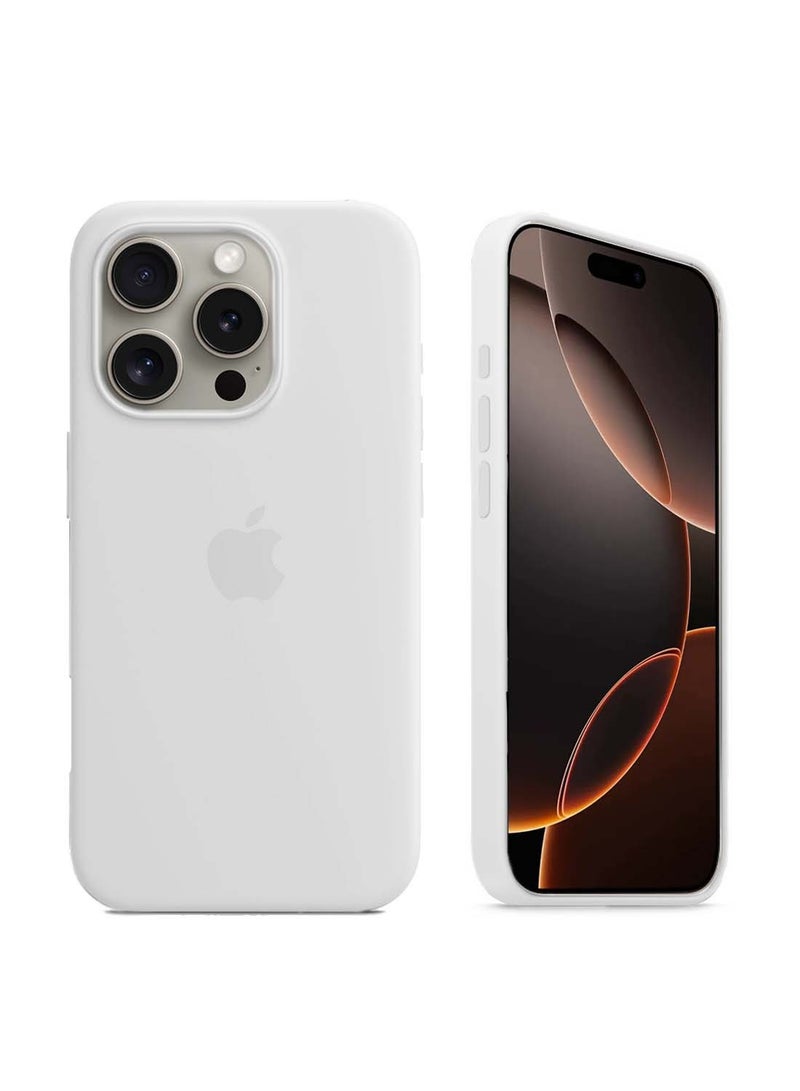 Wtech Apple iPhone 16 Pro 2024 Premium Soft Liquid Silicone Case Cover - White - Image 1