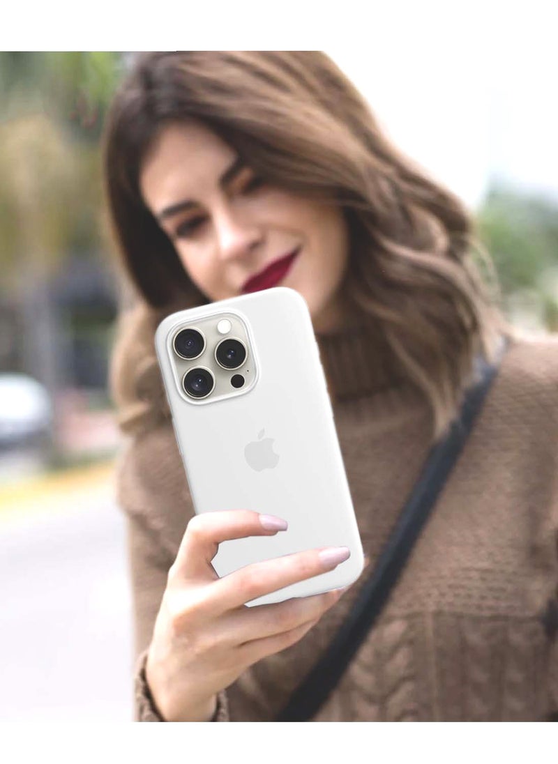 Apple iPhone 16 Pro 2024 Premium Soft Liquid Silicone Case Cover - White
