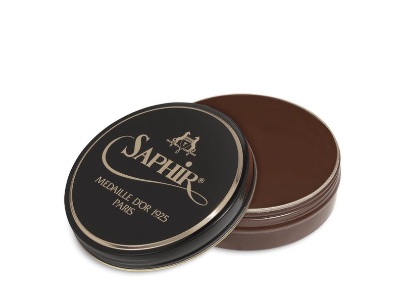 SAPHIR Medaille dâ€™Or Pate De Luxe - Natural Wax Shoe Polish for Leather Shining - 50ml - Medium Brown - Image 1