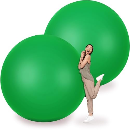 Leitee 2 Pcs 72 Inch Giant Balloons Round Latex Large Human Egg Jumbo Balloons Inflatable Air Decorations for Birthday Party Wedding EngagementGreen - Image 1