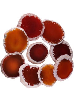 rockcloud Rockcloud 10 Pcs Agate Light Table Slices, Healing Crystals Geode Stones,Irregular Home Decoration Jewelry Making, Round, Red 