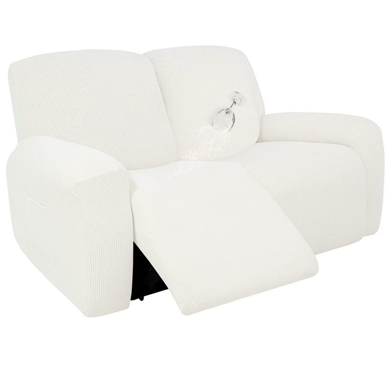 Easy-Going EasyGoing 100 Dual Waterproof Recliner Loveseat Cover 6Pieces Stretch Relining Sofa Cover with Pocket Jacquard 2 Seat Sofa Slipcover Leakproof Washable Loveseat Cream 