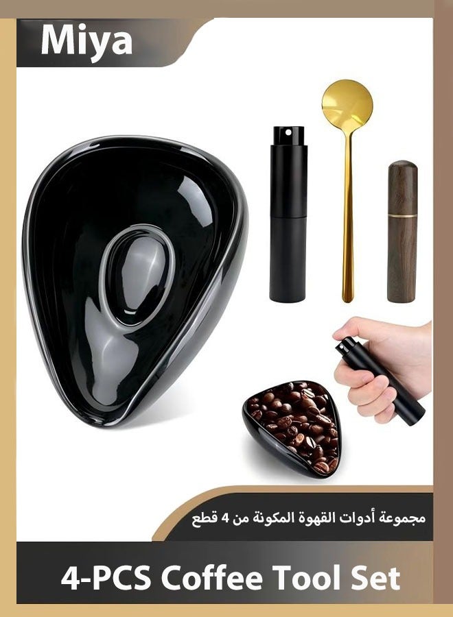 Miya 4Pcs Coffee Bean Dosing Cup, Spray Bottle, Espresso Coffee Stirrer and Spoon Set, Ceramic Dosing Vessel Tray/Single Dose Measuring Tray Kit, Coffee Bar Accessories, Coffee Lover Gift  - Image 1