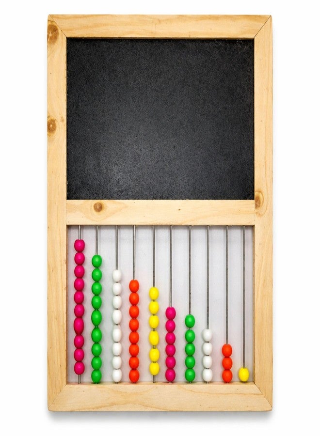 Maskeen Wooden Abacus with Chalkboard | 2-in-1 Educational Learning Toy for Kids | Colourful Counting Beads Frame | Montessori Math Learning Board | Preschool Number & Writing Practice Toy - Image 1