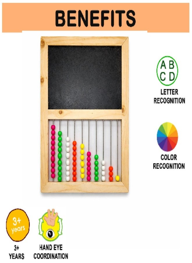 Maskeen Wooden Abacus with Chalkboard | 2-in-1 Educational Learning Toy for Kids | Colourful Counting Beads Frame | Montessori Math Learning Board | Preschool Number & Writing Practice Toy - Image 3