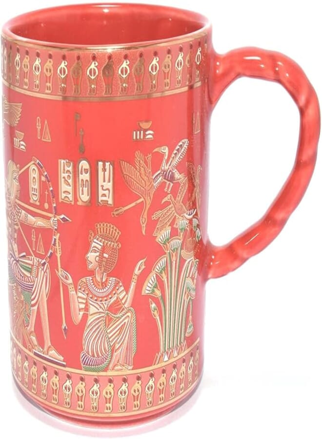 immatgar pharaonic Decorative tea and coffee mug ancient Egyptian souvenirs gifts for women and men from Egypt (Chariot - red - 150 MM)