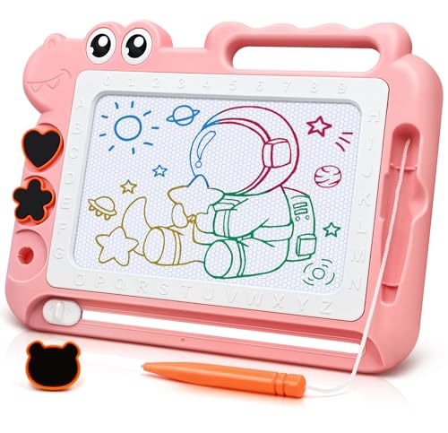 AiTuiTui Magnetic Drawing Board Toddler Toys Gift for Girls Boys Color Sketch Writing Scribble Doodle Pad Travel Games Educational Learning Kids Toys for Birthday or Easter Pink - Image 1