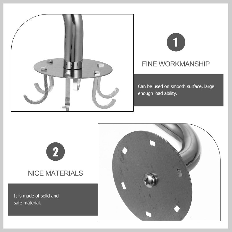 Stainless Steel Rotating Wall Hook 6 Hook Set No Punching Kitchen Bathroom Towel Robe Hanger - Image 4
