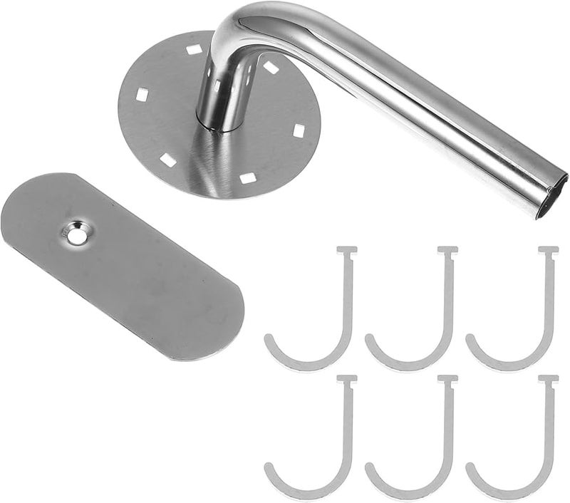Stainless Steel Rotating Wall Hook 6 Hook Set No Punching Kitchen Bathroom Towel Robe Hanger - Image 1