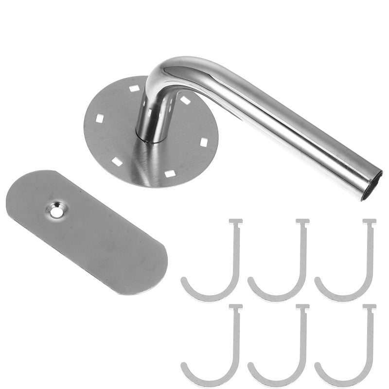 Stainless Steel Rotating Wall Hook 6 Hook Set No Punching Kitchen Bathroom Towel Robe Hanger - Image 2