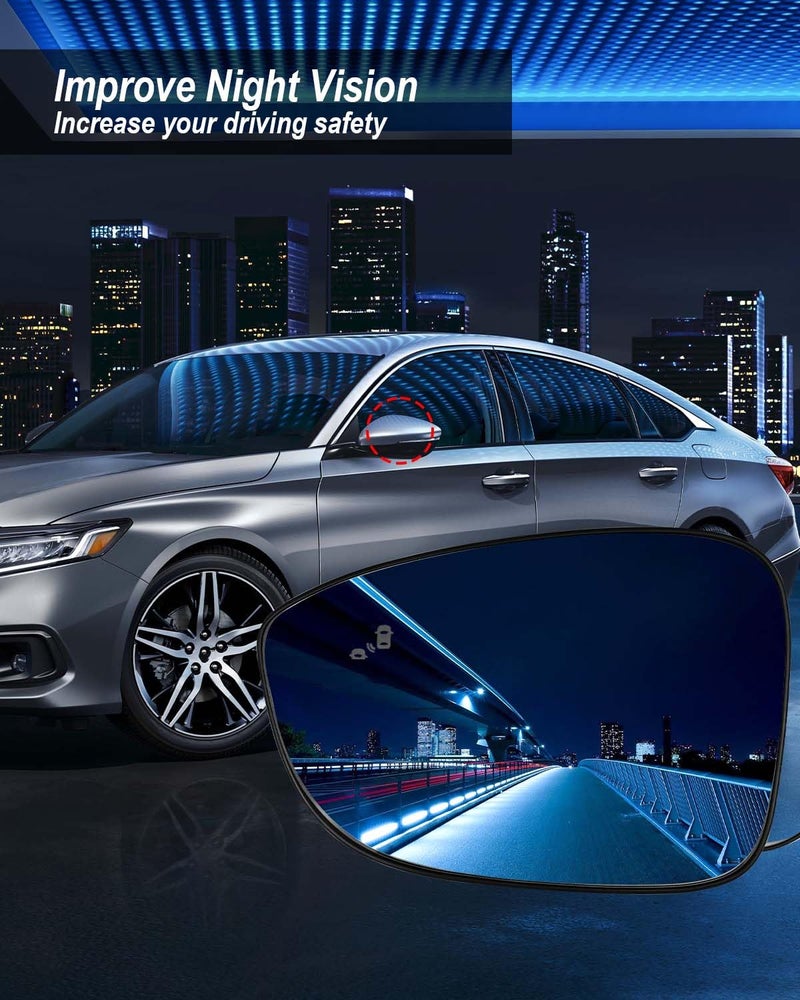 ULZOZN Driver Side Heated Mirror Glass with Blind Spot Fit for Honda Accord 2018-2022, Rearview Mirror Glass Replace 76203-TVA-A21, Left Side - Image 4