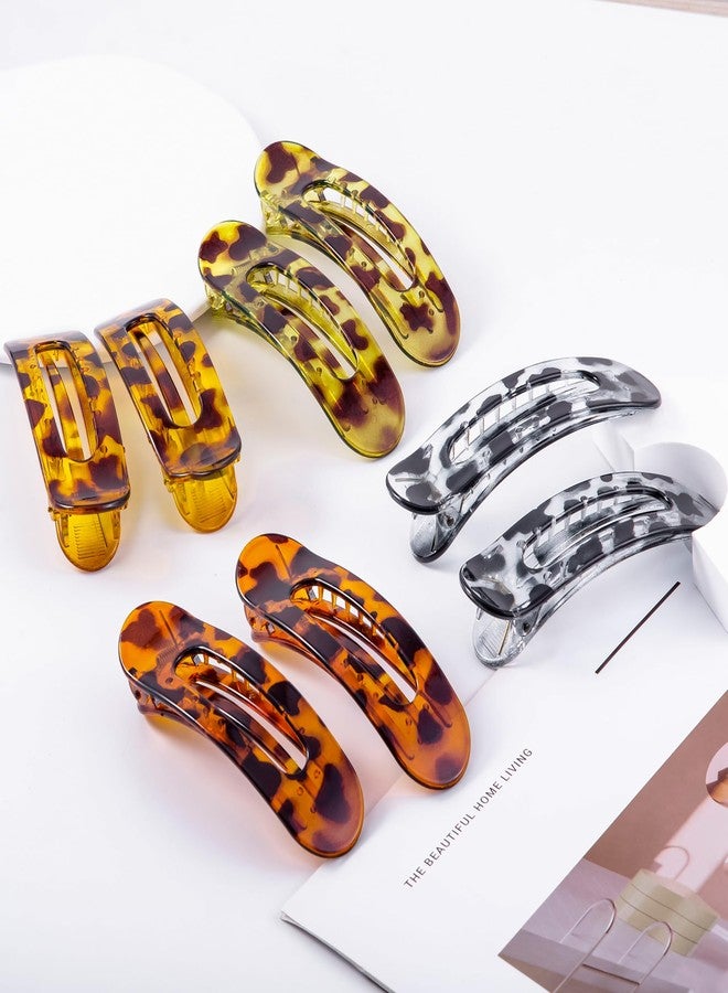 Cptots 8 Pcs Large Lay Flat Claw Clips for Women French Side Slide Barrettes for Thin Fine Hair Rectangle Alligator Hair Accessories,Bright Tortoiseshell - Image 3