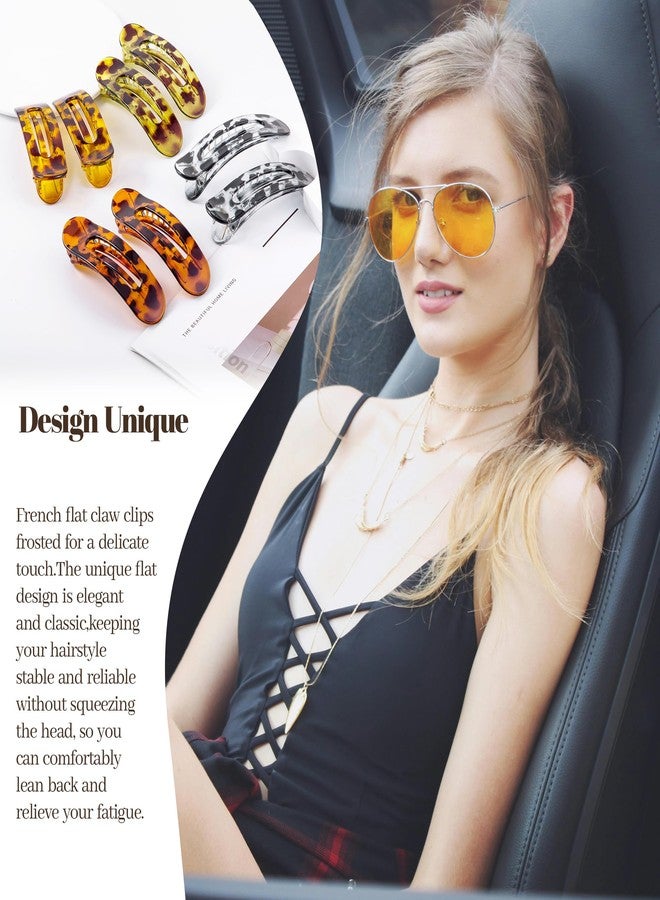 Cptots 8 Pcs Large Lay Flat Claw Clips for Women French Side Slide Barrettes for Thin Fine Hair Rectangle Alligator Hair Accessories,Bright Tortoiseshell - Image 5