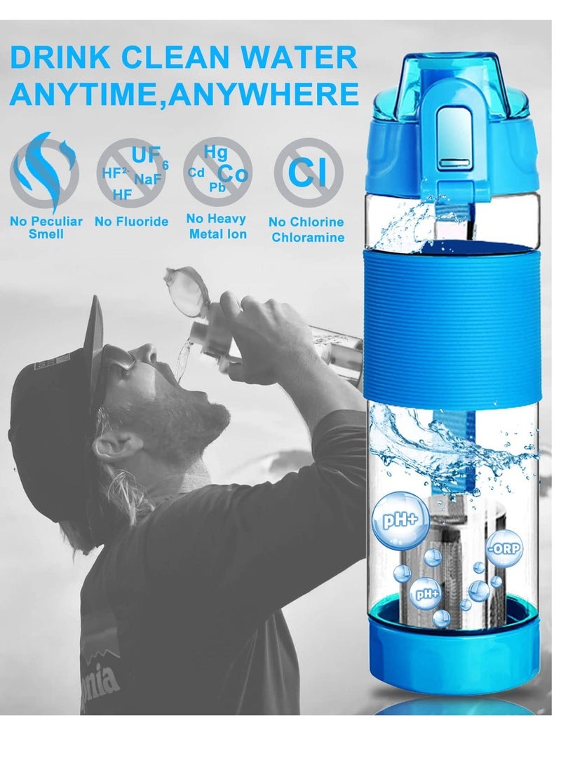 Excefore Filterelated Quickly Alkaline Water Bottle,22oz Bottle Reduce ORP Ph Water Filter Bottle Alkaline 9.5,One Key to Open Portable Alkaline Water Filter Bottle for Sports, Camping - Image 3