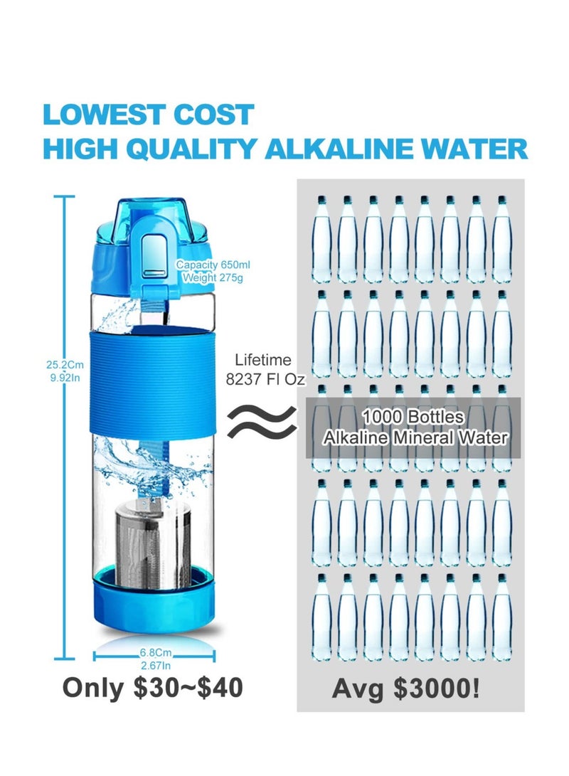 Excefore Filterelated Quickly Alkaline Water Bottle,22oz Bottle Reduce ORP Ph Water Filter Bottle Alkaline 9.5,One Key to Open Portable Alkaline Water Filter Bottle for Sports, Camping - Image 4