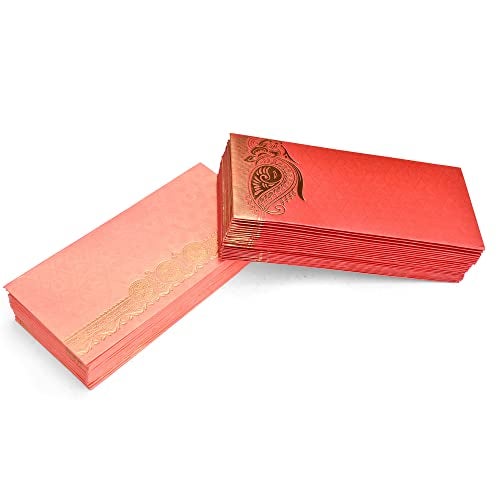 AARGKRAFT Money Gift Envelopes Lifafa - Multi Color Pack of 50 Premium Designer Envelopes (Red, Pink) - Image 1