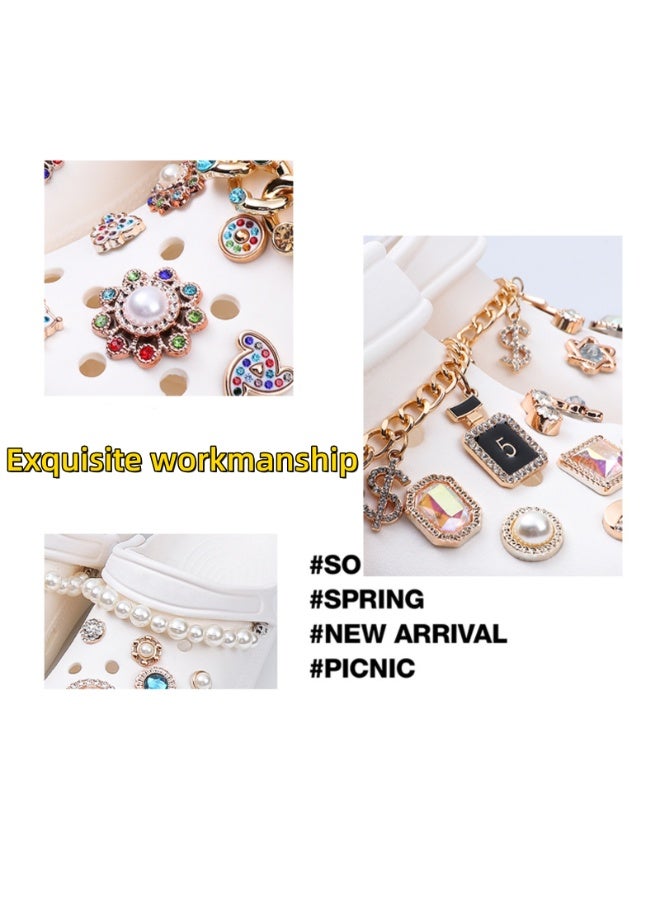 NOVOLAN DIY Shoe Decoration, Hole Shoes Buckle Pearl Slipper Chain Flower Alloy Rhinestone Cartoon Decorative Buckle Detachable Decorative Shoe Buckle Decoration Accessories Set (#7) - Image 5
