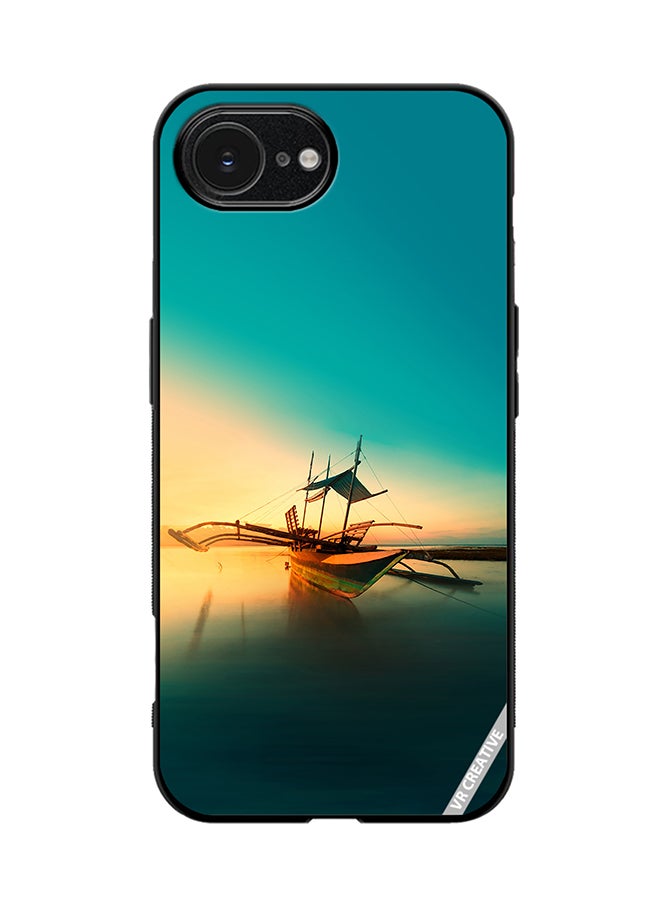 VR CREATIVE Protective Case Cover For Apple iPhone 16e Boat On A Water Design Multicolour