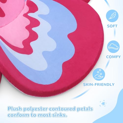 YooxArmor Premium Baby Bath Pad with Butterfly Flower Ultra Soft Quick Dry Bathtub Mat for Newborns AntiSlip Sink Cushion RedBlue - Image 3