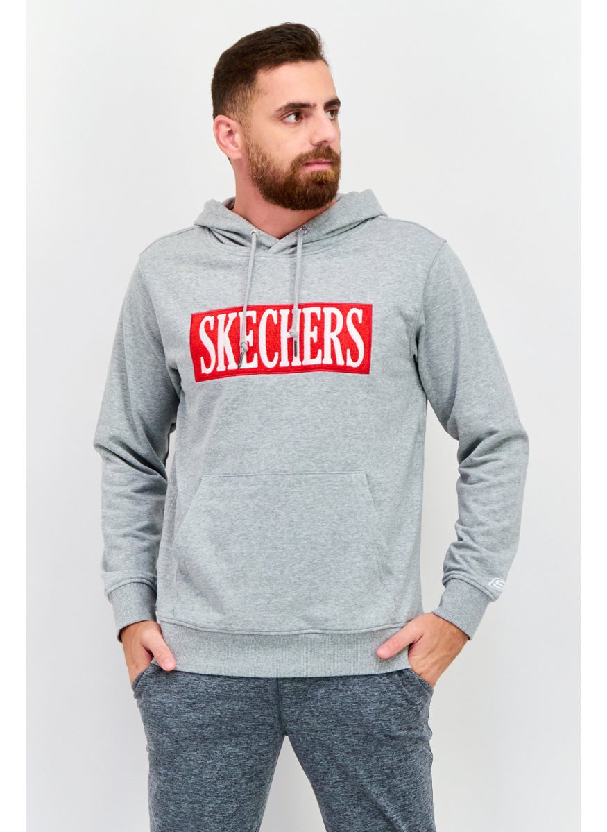 SKECHERS Men Sportswear Fit Embroidered Logo Outdoor Hooded Sweatshirt, Grey  - Image 1