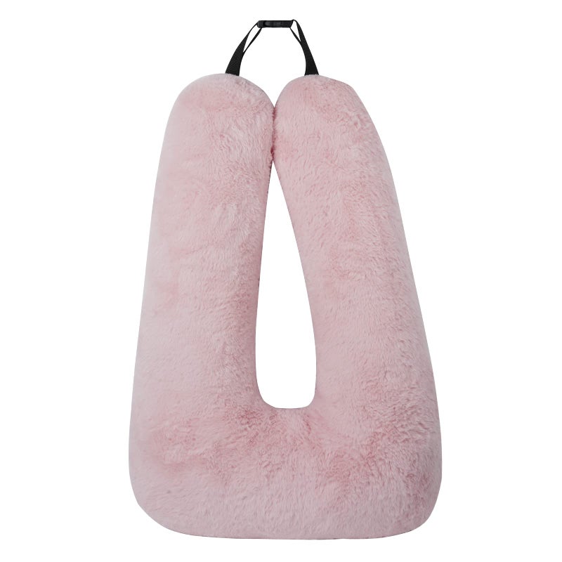 Atablyn Pink Soft Cotton Travel Neck Pillow Ergonomic Support for Child and Adult Car Seats Cozy Compact Pillow for LongDistance Travel Essentials